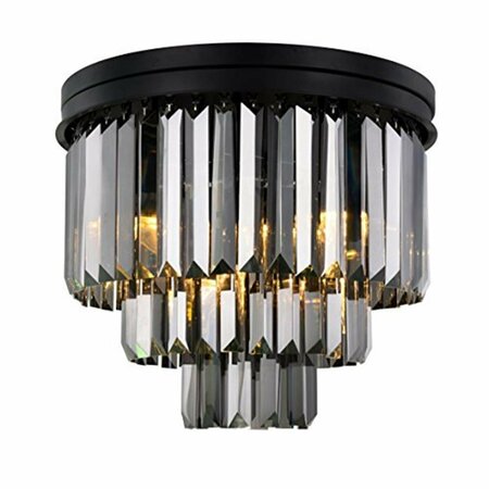 GLOWFLOW 1231F20MB-SS-RC Sydney 9 Light Flush Mount Royal Cut Crystals - Matte Black GL1585437